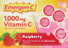 Emergen C 1000 mg Vitamin C Flavored Fizzy Drink Mix 30 Pack Raspberry 30 Each
