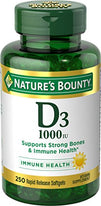 Nature's Bounty Vitamin D3 1 000 IU 250 Softgels Each