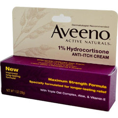 Aveeno Maximum Strength Anti itch Cream 1% Hydrocortisone 1 Ounce Each