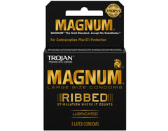 Trojan Condom Magnum Ribbed 3 Count (Pack of 1)